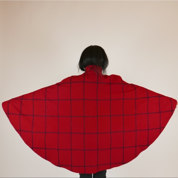 (SOLD) Vintage Lauren Ralph Lauren Red Plaid Cape - Picture 3 of 6